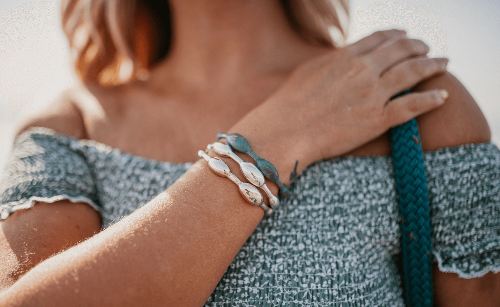 Seaweed Bracelets on the seaweed and on wrist