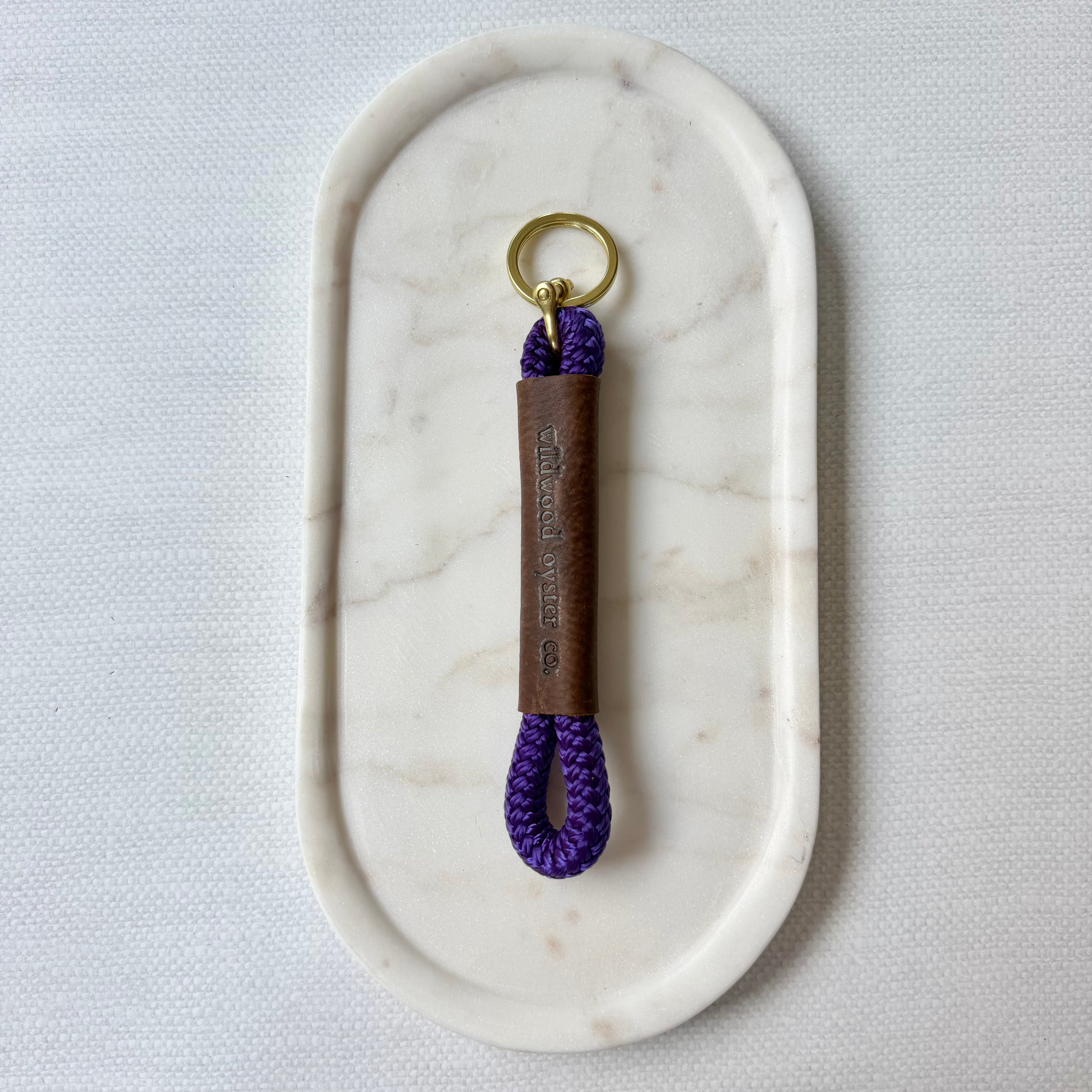 #101 Rope and Leather Keychain // Purple Mussel (1st quality)