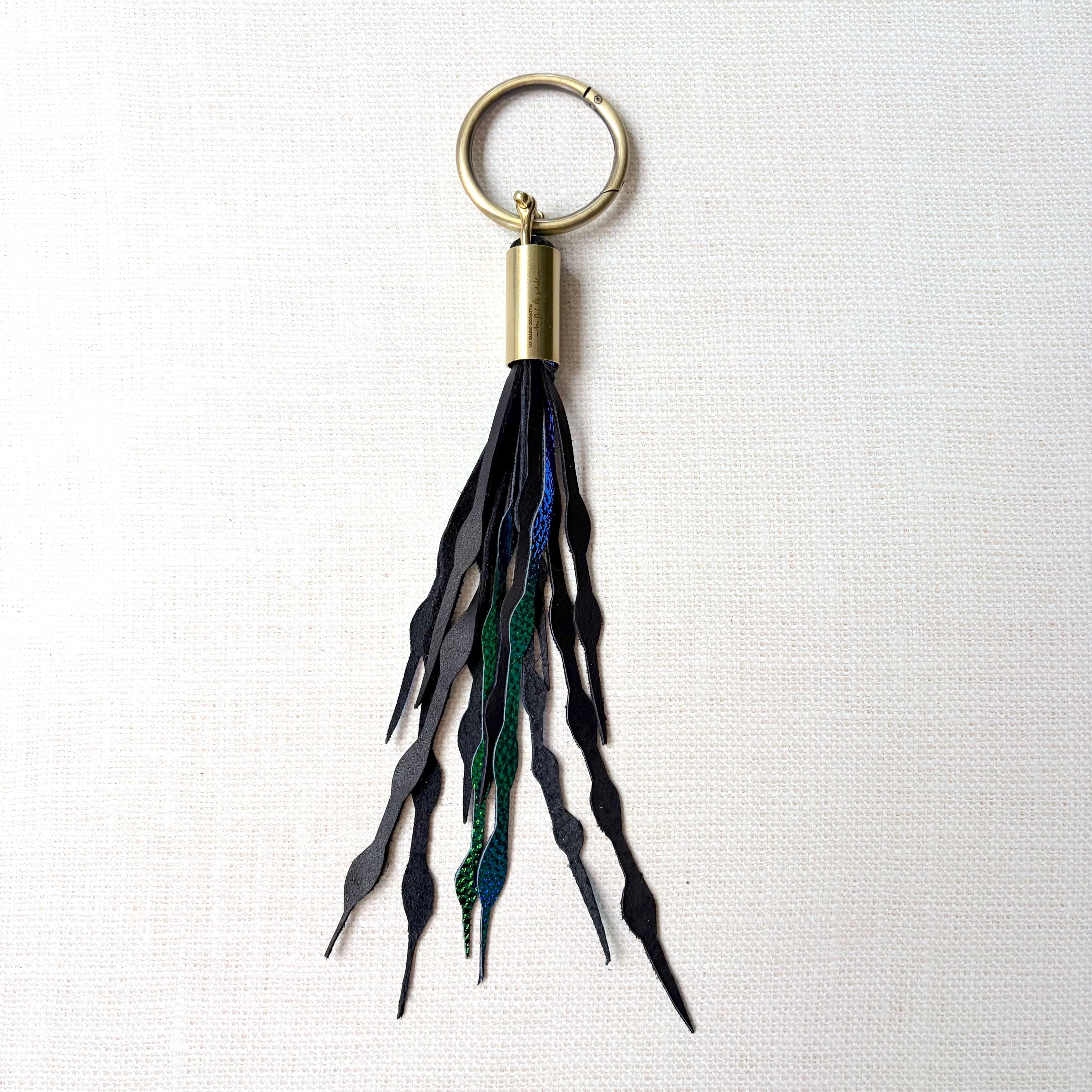 #14 Seaweed Tassel // Combo Blue Opal and Black Leather (1st quality)