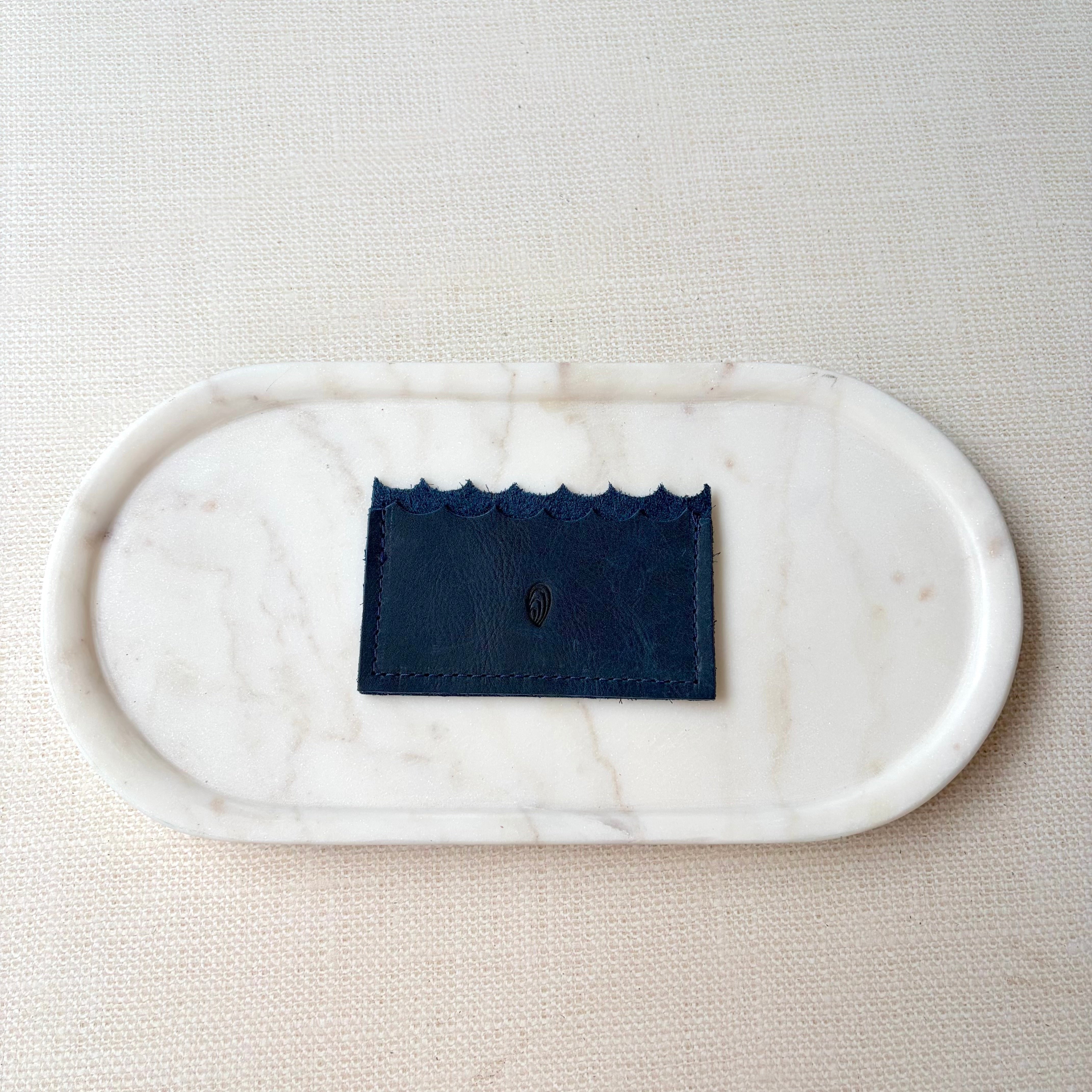 #27 Mini Wallet with Oyster Shell // Atlantic Navy Leather