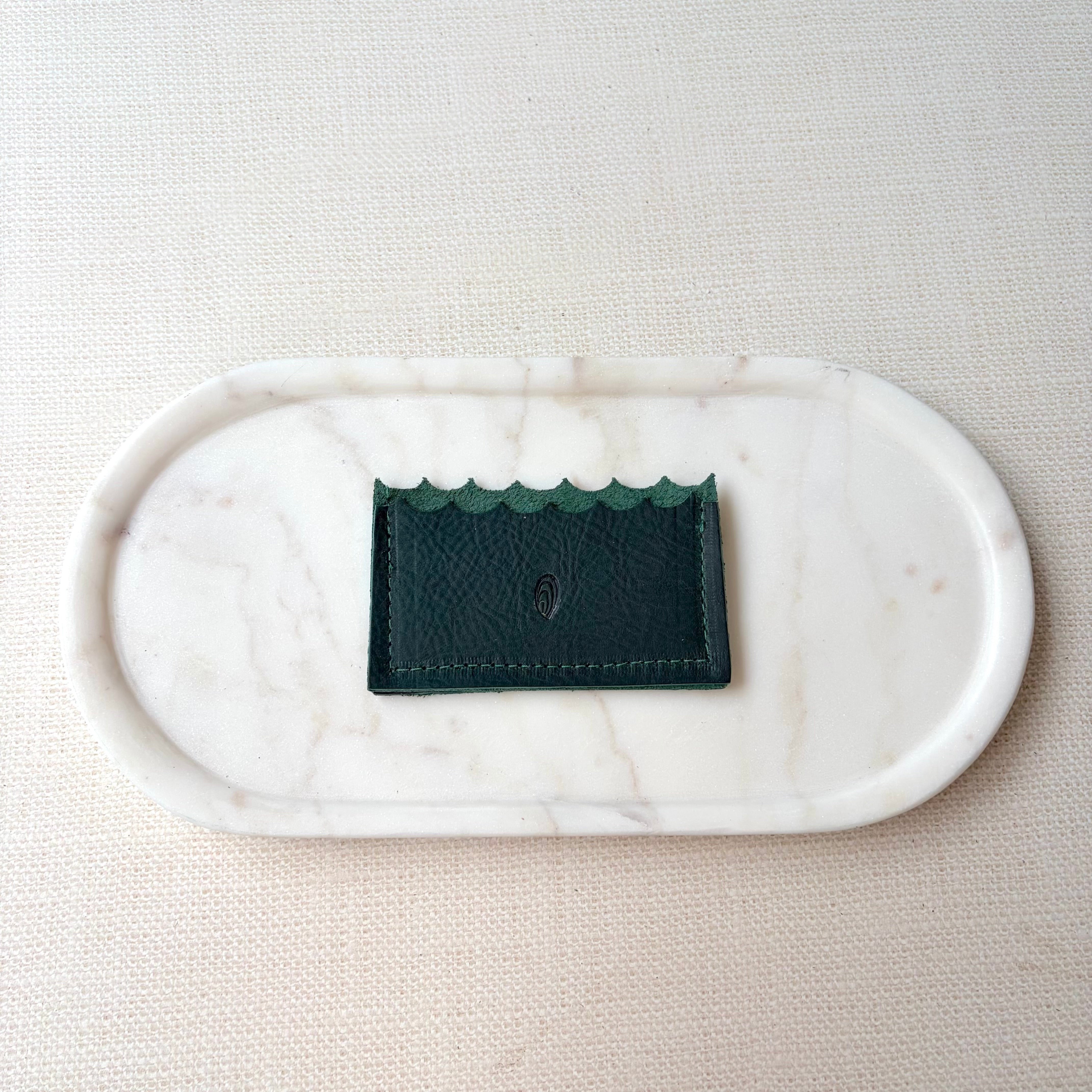 #28 Mini Wallet with Oyster Shell // Emerald Green Leather
