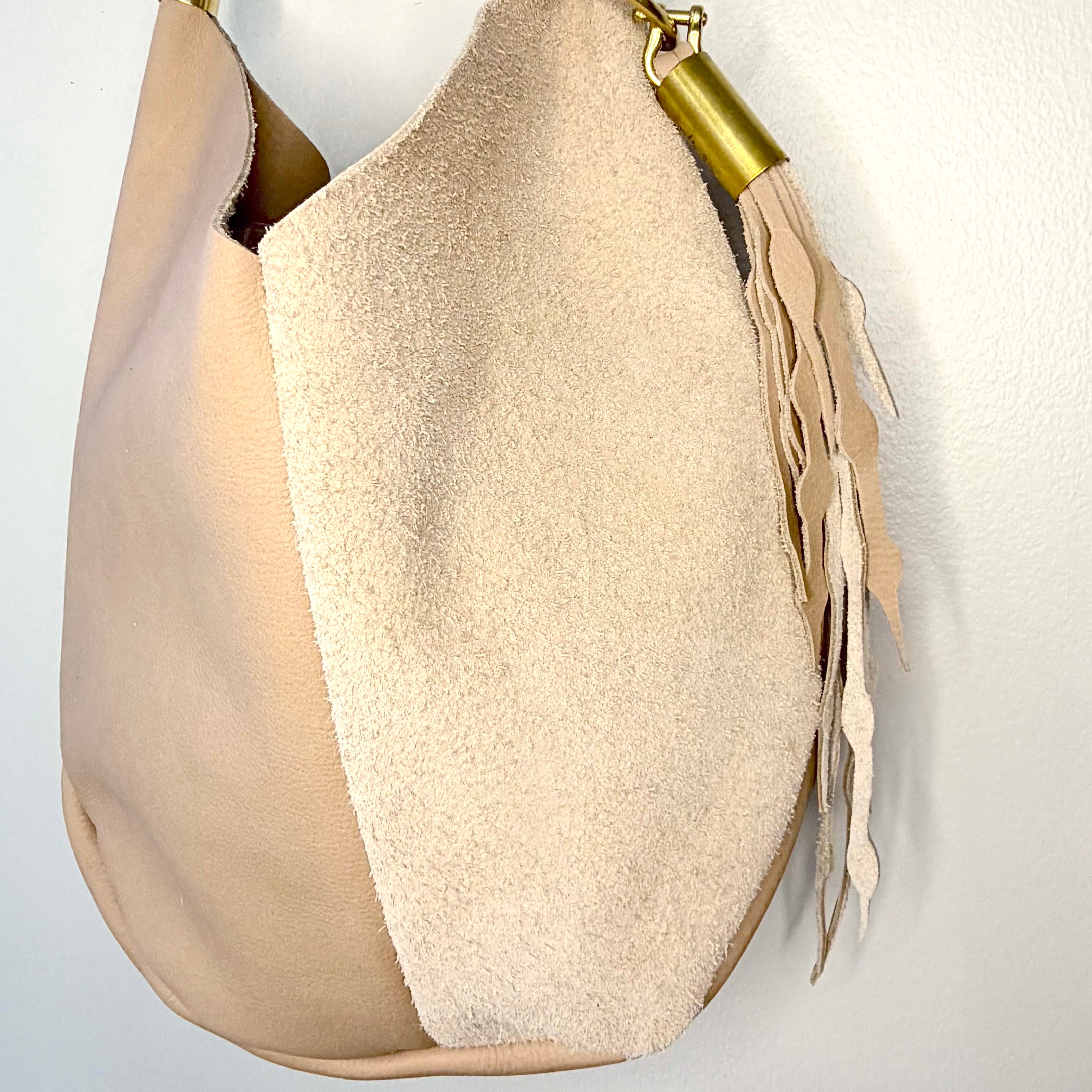 #40 Mermaid Purse // Warm Sand Leather with 25" Harborside Blue Dock Line + Matching Seaweed Tassel (2nd quality)