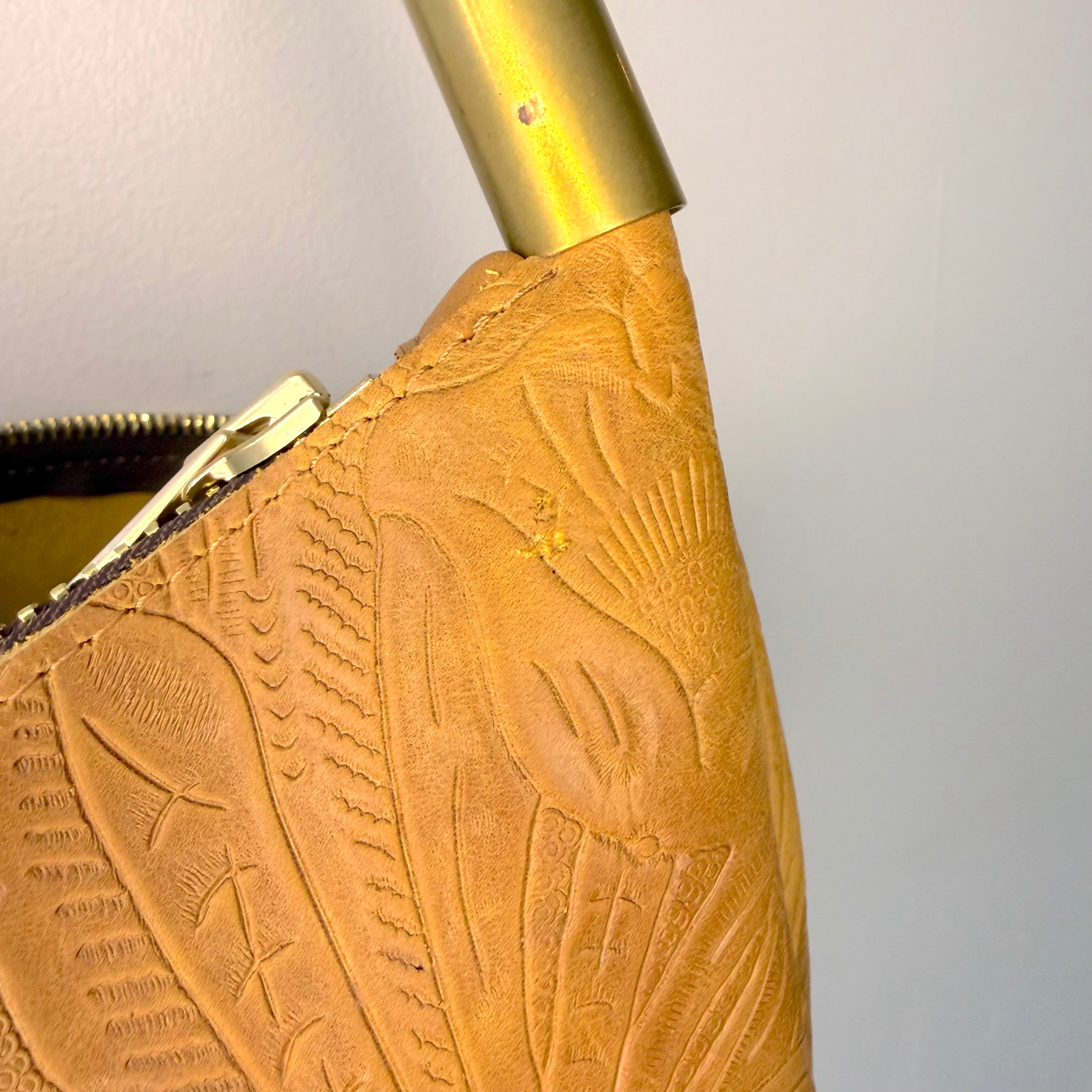 #48 Sling Bag // Beach Cowgirl Leather with 35" Caribbean Blue Dock Line + Matching Seaweed Tassel (2nd quality)