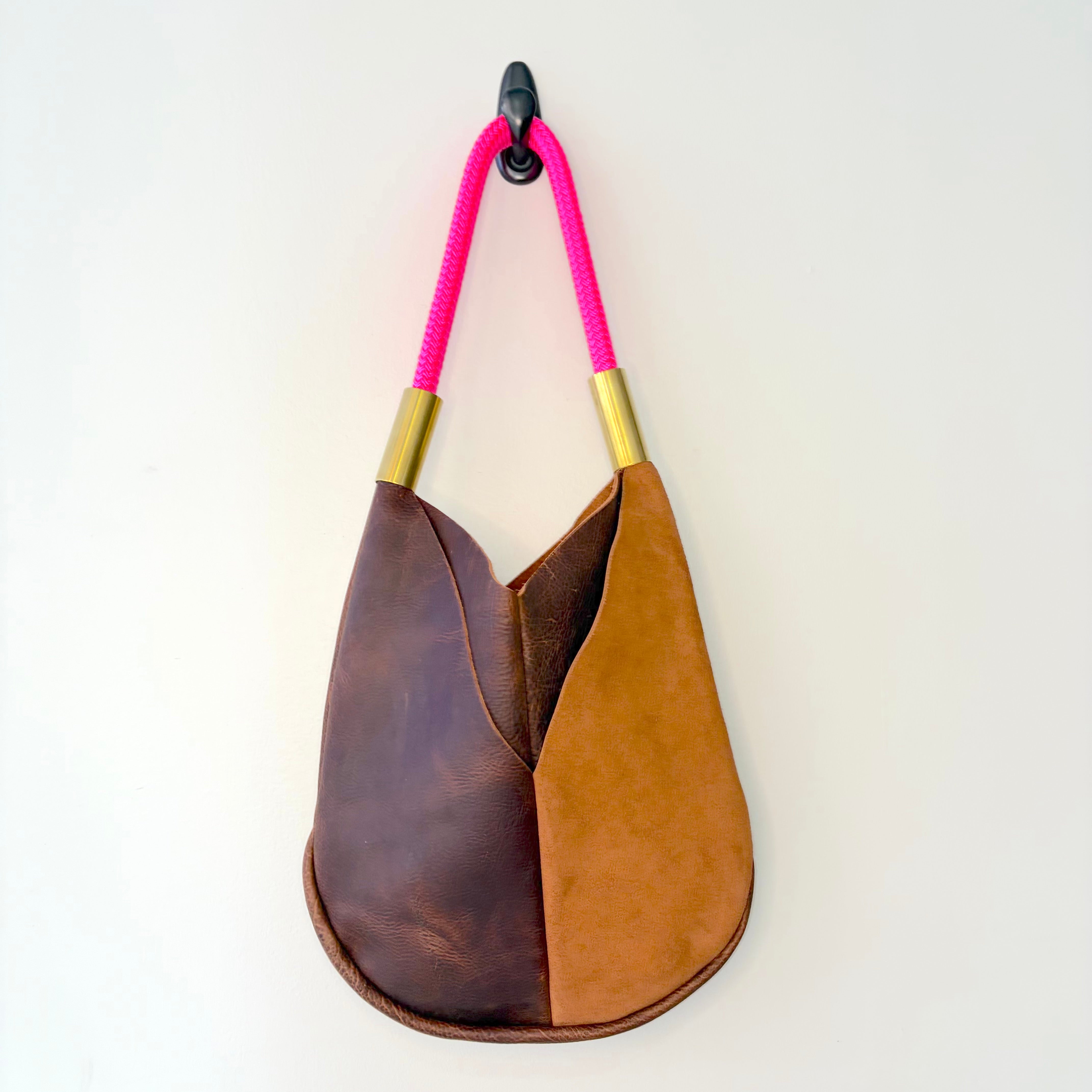 #56 Original Wildwood Bag | Large // Brown Leather with 24" Neon Pink Dock Line (2nd quality)