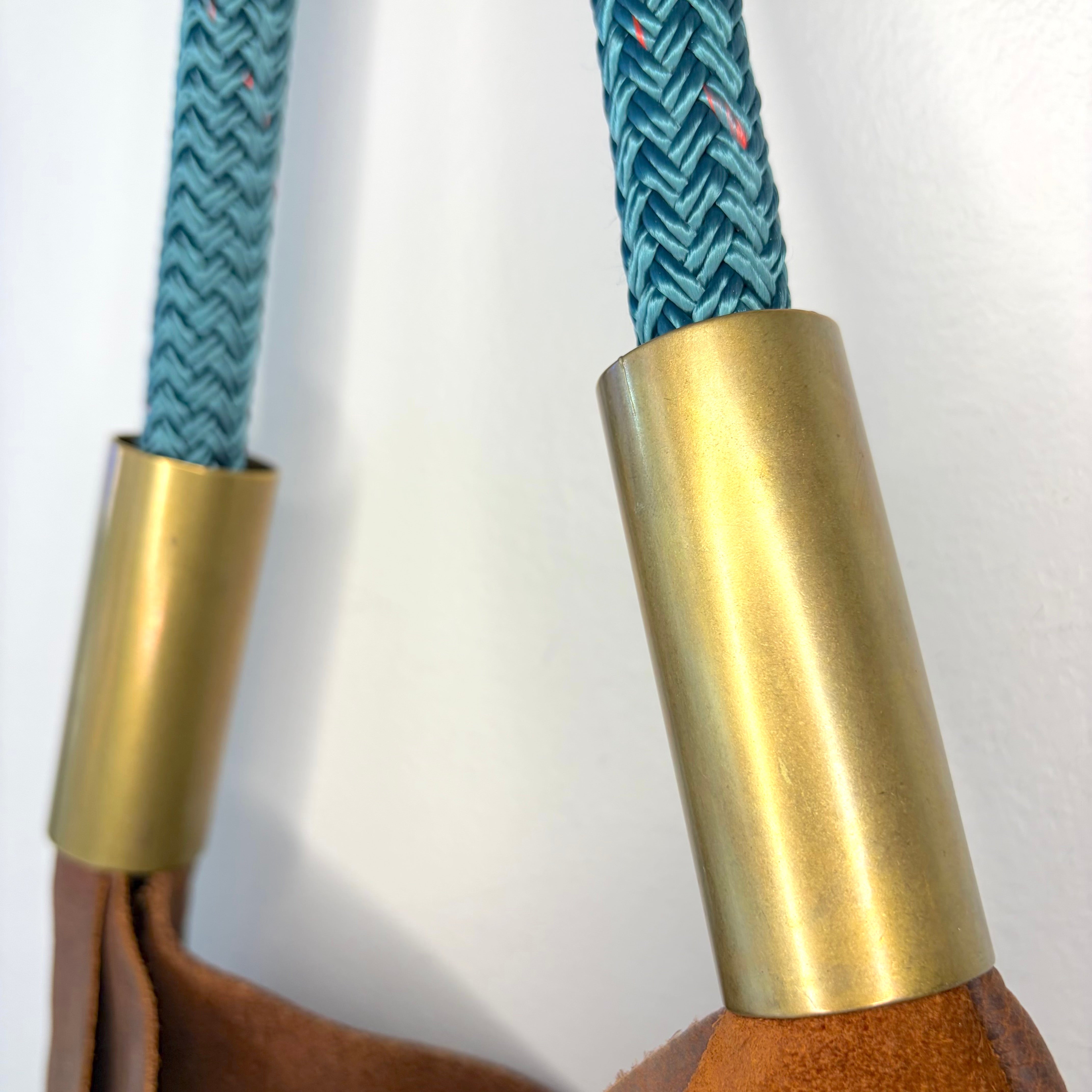 #57 Original Wildwood Bag | Large // Brown Leather with 20" Seaside Teal Dock Line (2nd quality)