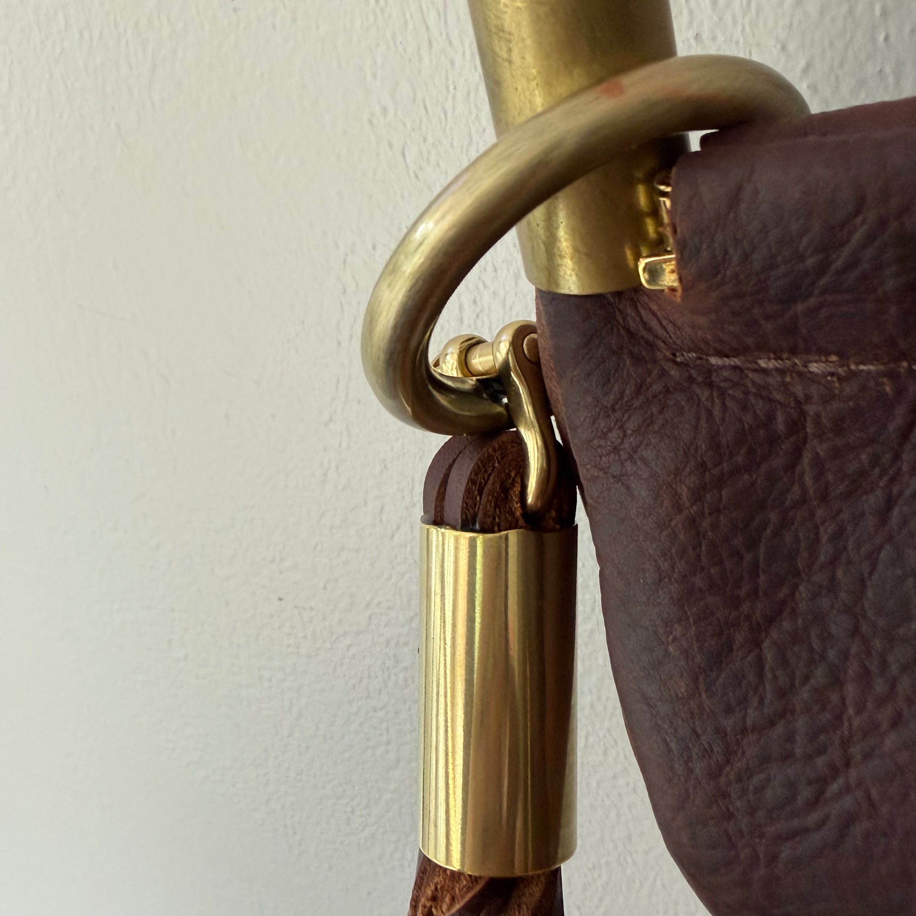 #85 Clam Shell // Brown Leather with 35" with Neon Orange Dock Line + Matching Seaweed Tassel (2nd quality)