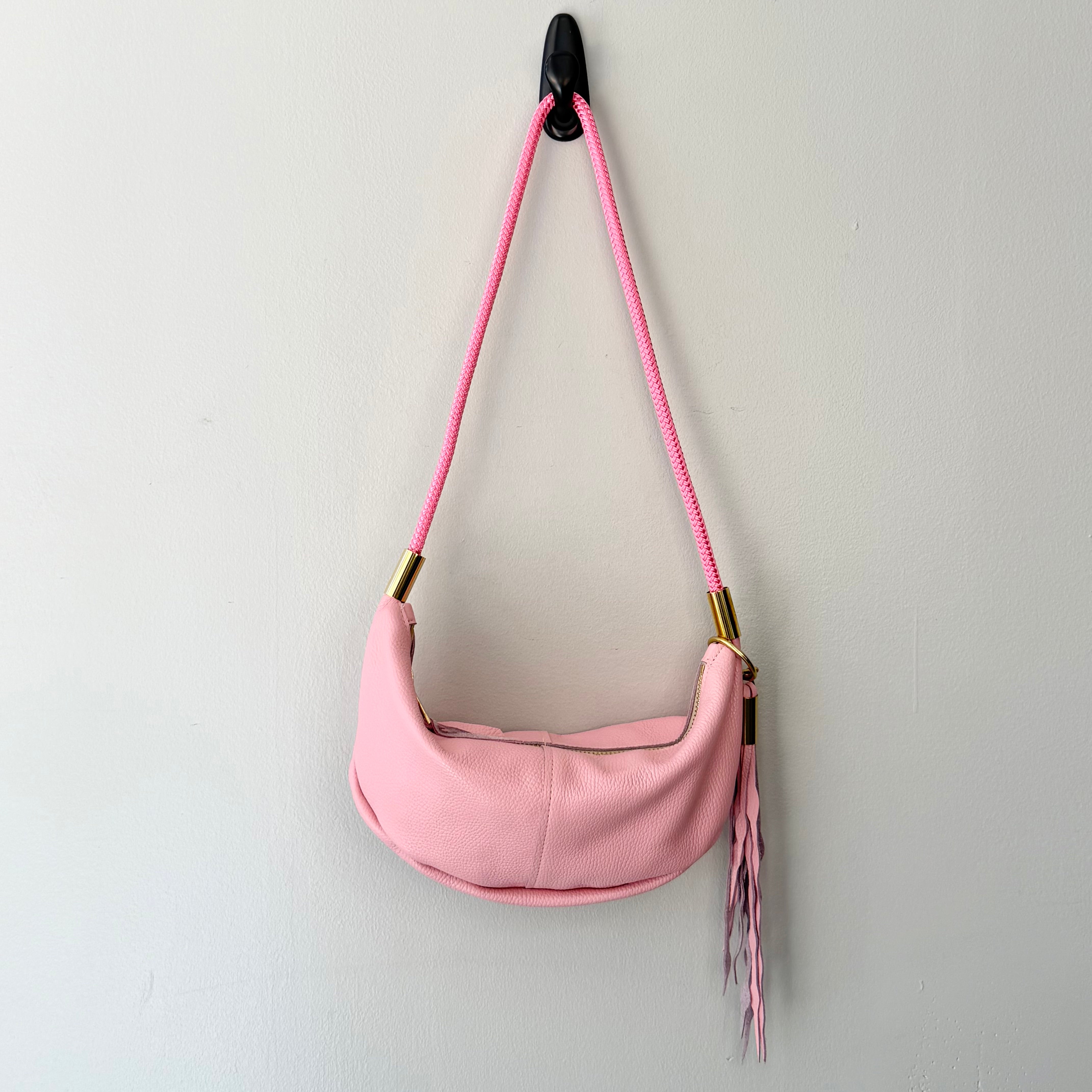 #89 Sling Bag // Limited Edition Pink Petal Leather with 35" Pink Beach Rose Dock Line + Matching Seaweed Tassel (1st quality)