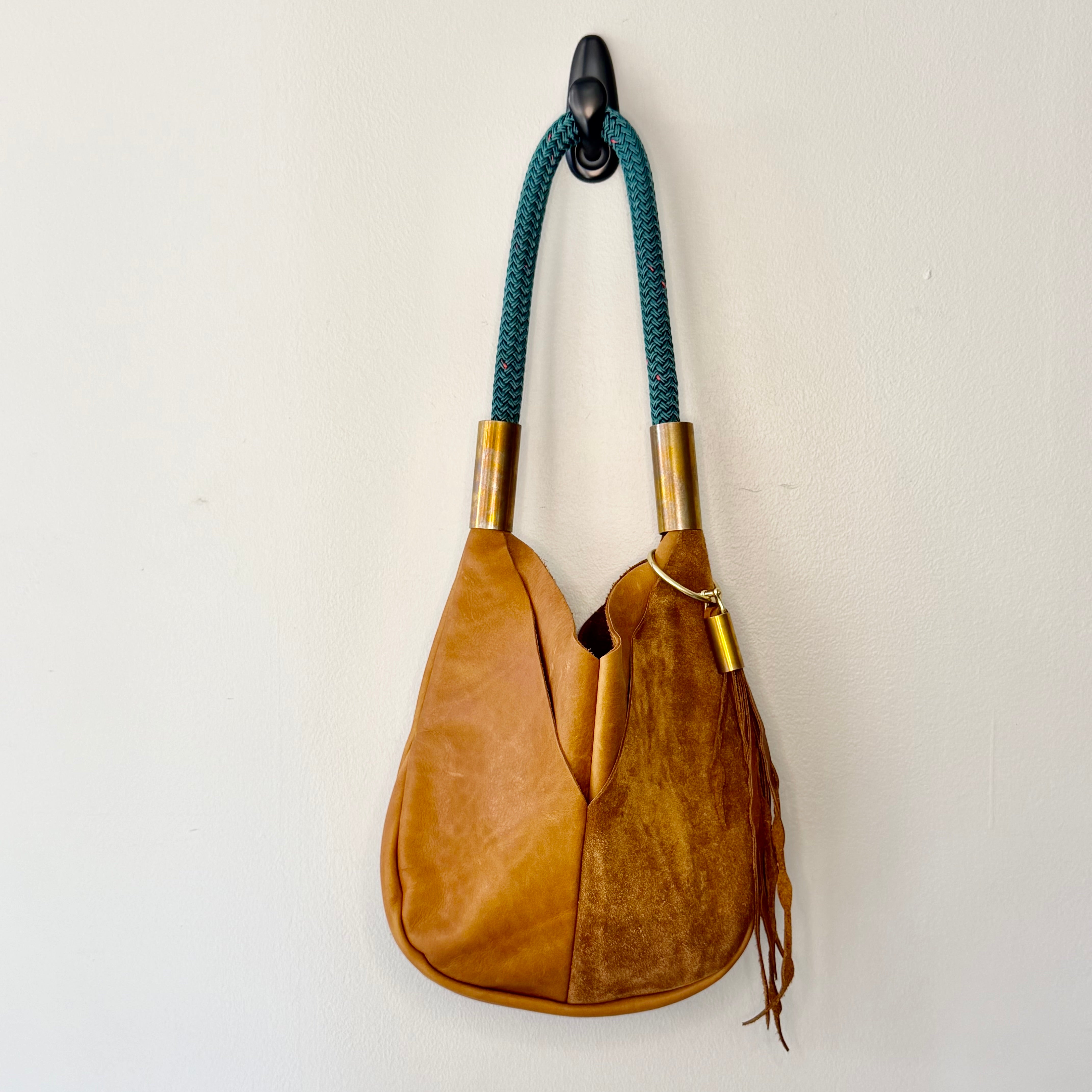 #92 Original Wildwood Bag | Small // Beach Nut Leather with 24" Seaside Teal Dock Line (1st quality)