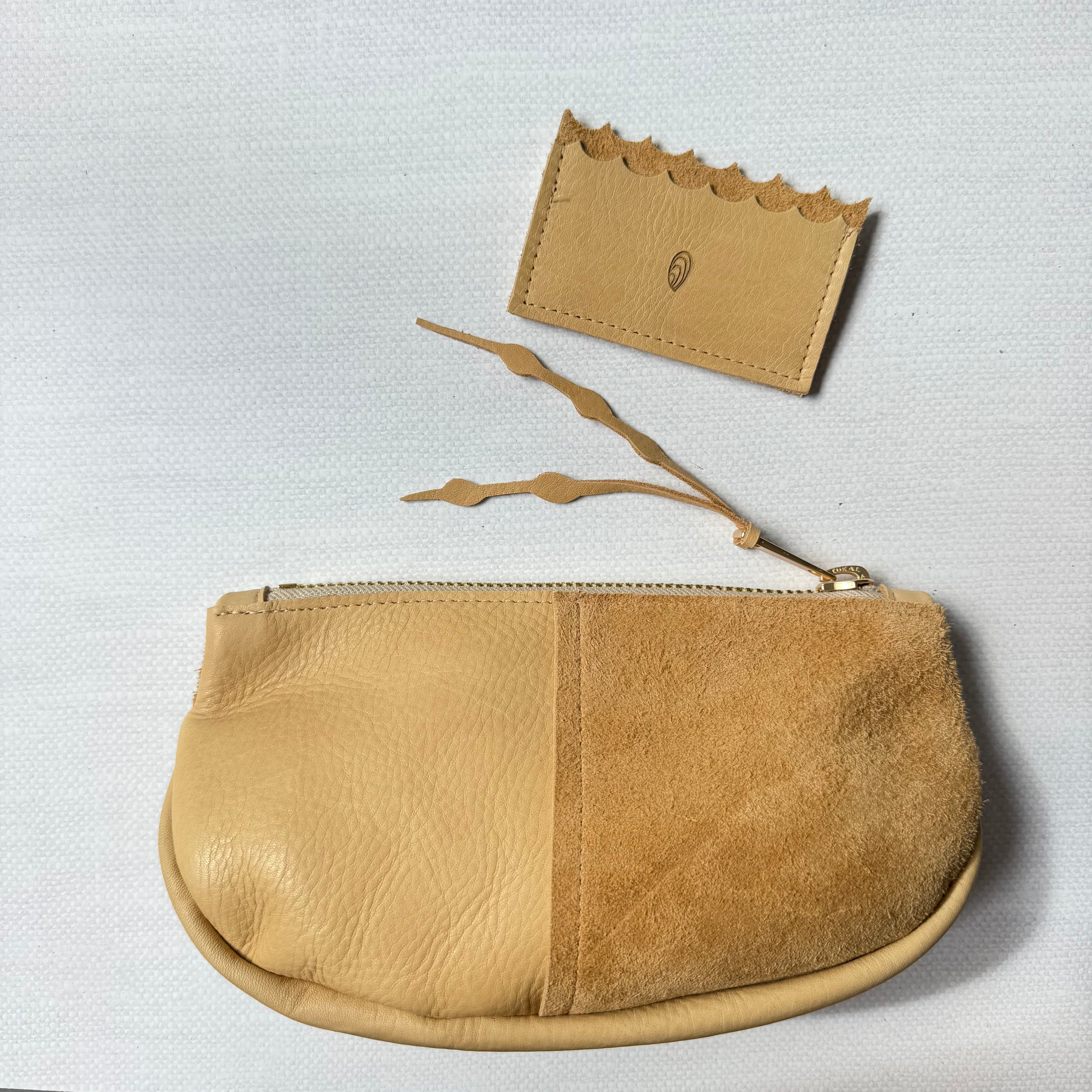 #95 Makeup Bag // Sand Leather with Matching Mini Wallet (1st quality)