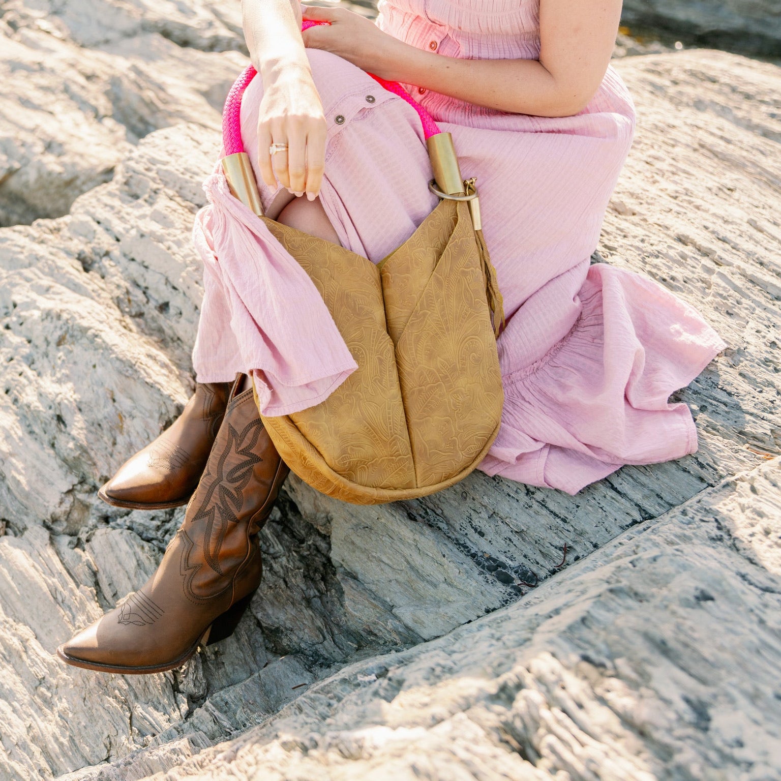Original Wildwood Bag // Small in Beach Cowgirl with Neon Pink Rope