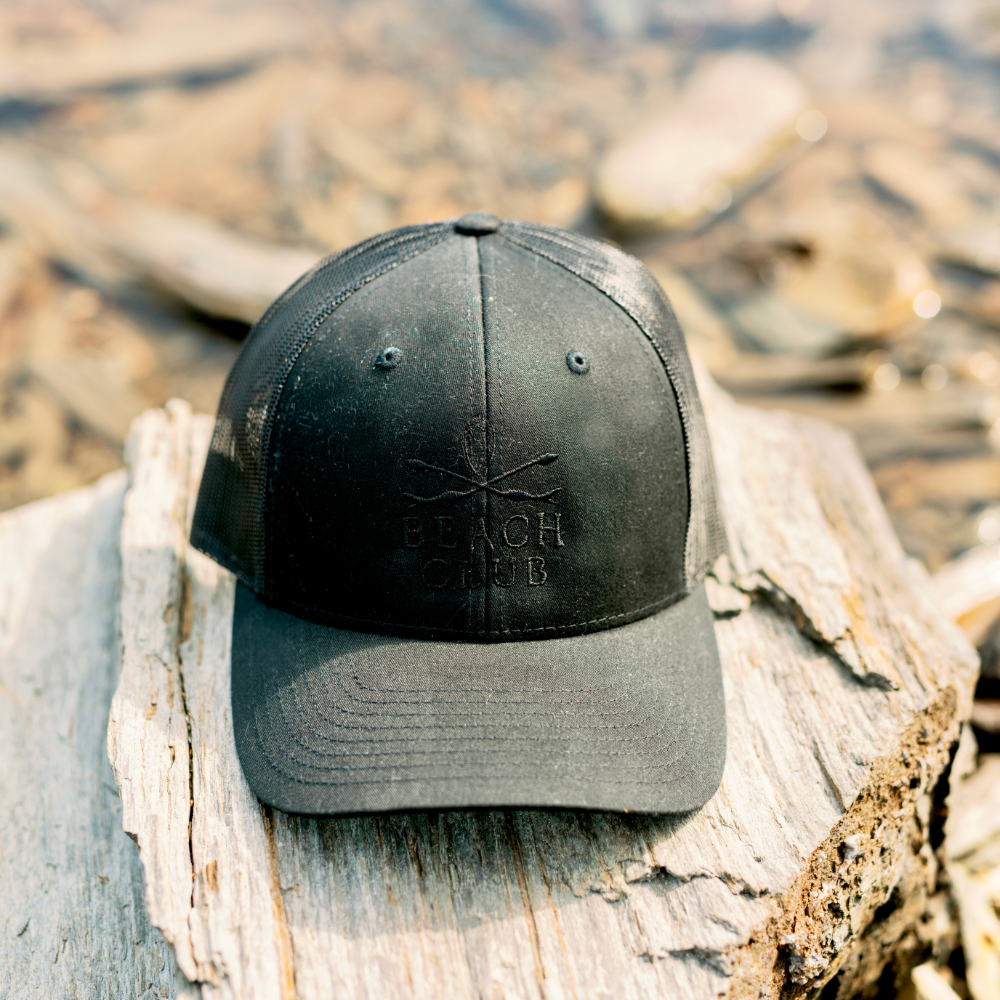 Beach Club Trucker Hat in Black