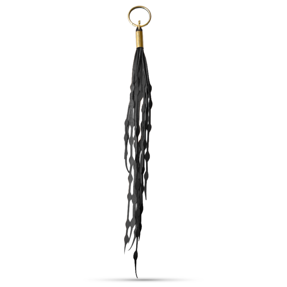 Black Leather Dramatic Seaweed Tassel