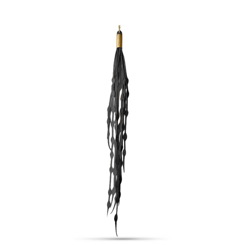Black Leather Dramatic Seaweed Tassel
