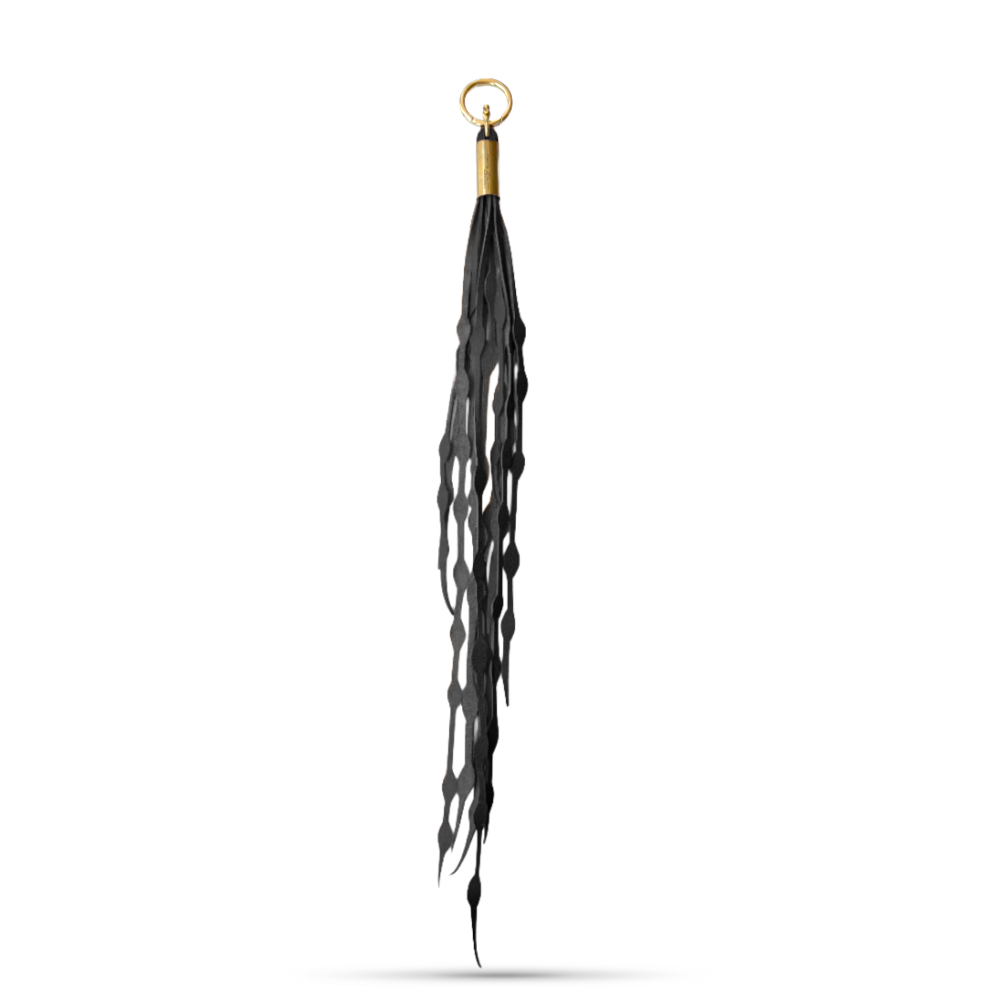 Black Leather Dramatic Seaweed Tassel