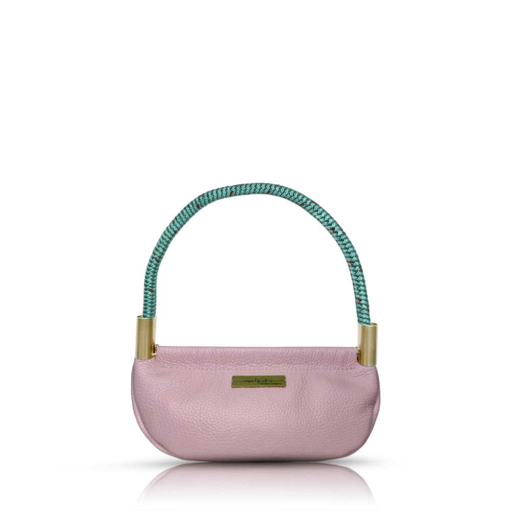 Clam Shell // in Pink Petal with Seafoam Teal Rope