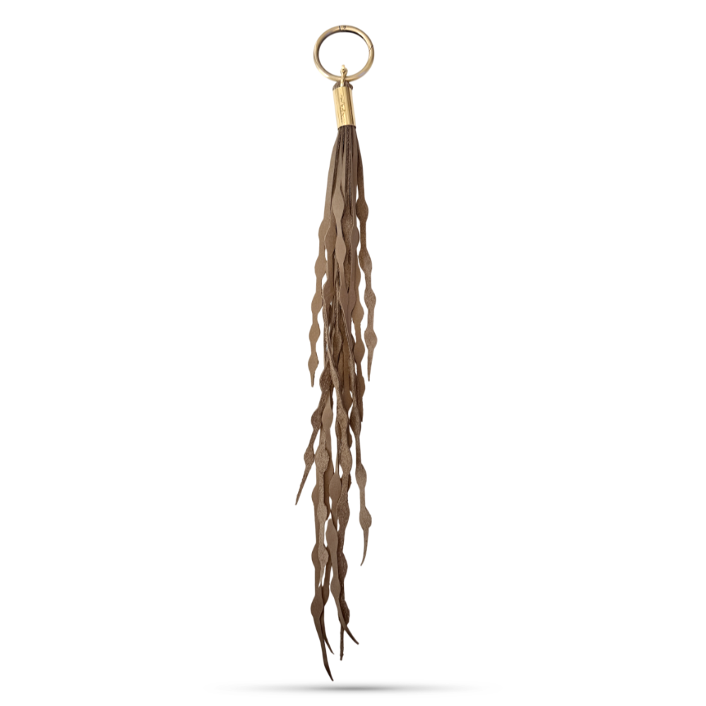 Dramatic Seaweed Tassel in Clay Leather