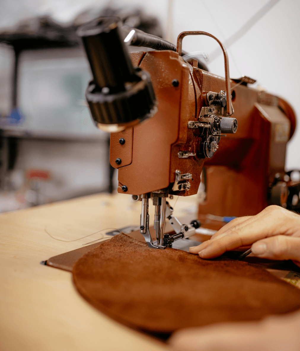 machine sewing leather