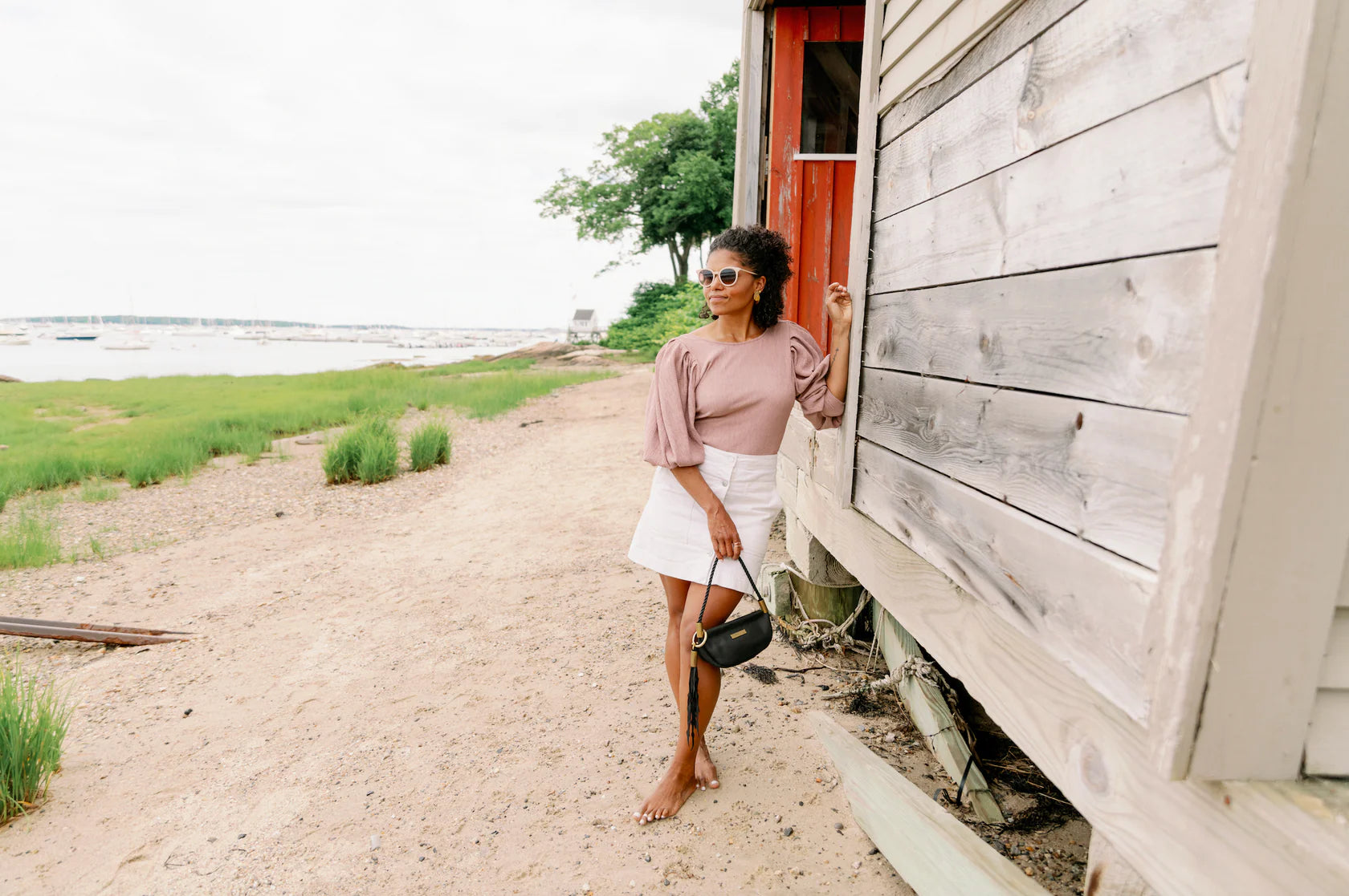 Clam Shell Bag // in Black Leather