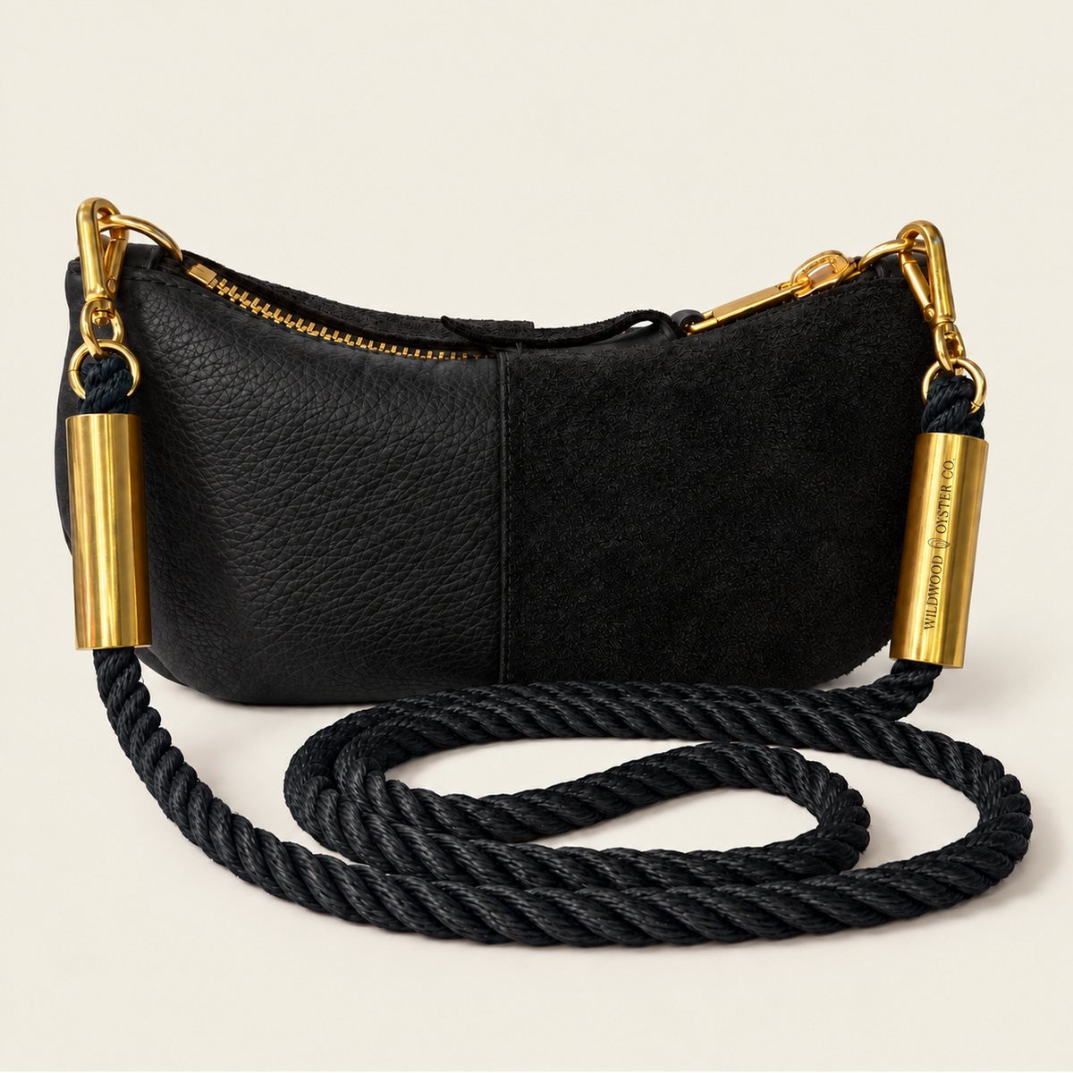 Convertible Zip Bag in Black Leather