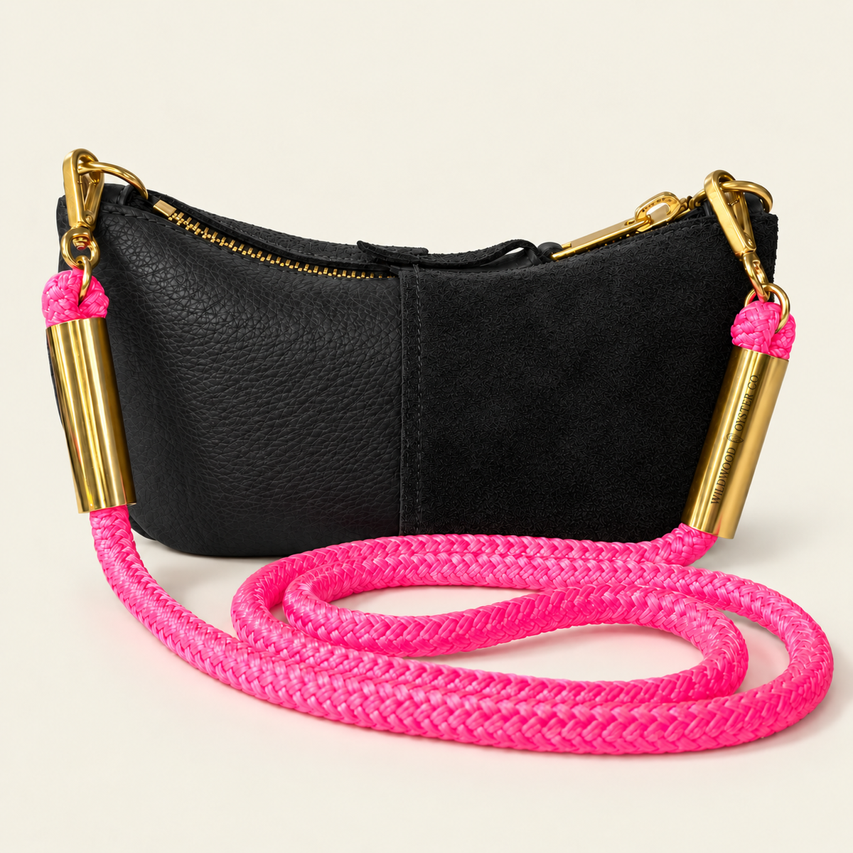 Convertible Zip Bag in Black Leather