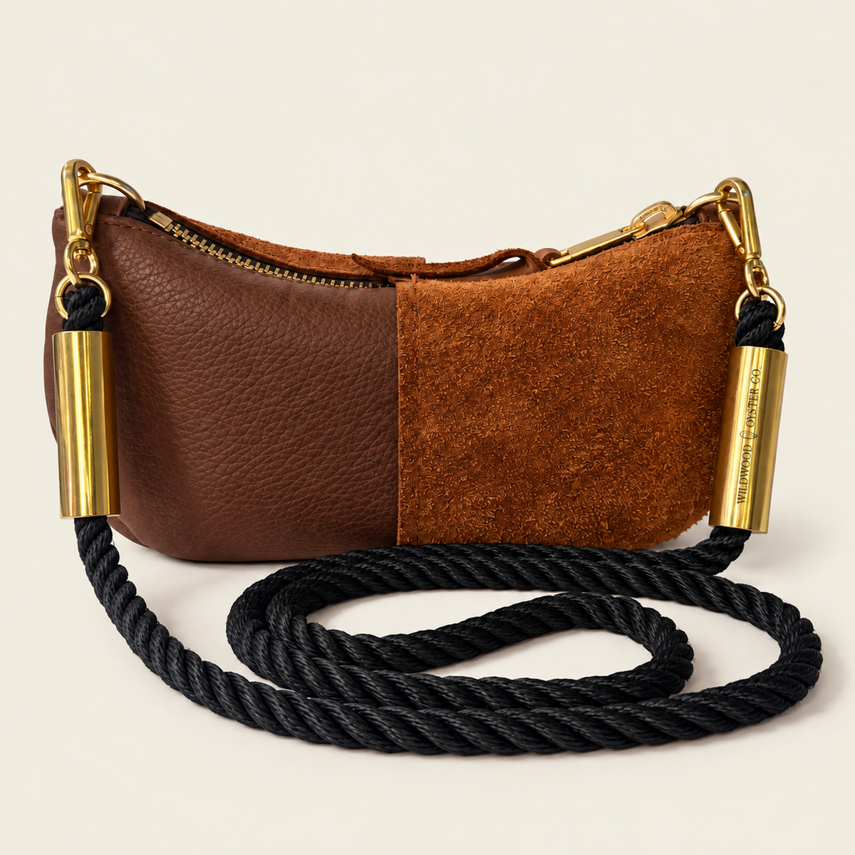 Convertible Zip Bag in Brown Leather