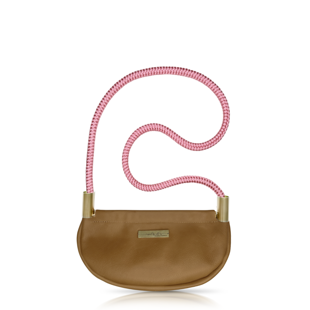 Clam Shell #Rope Color_Pink Beach Rose#Rope Handle Length_Shoulder (35")#Add Ons_Handbag Only