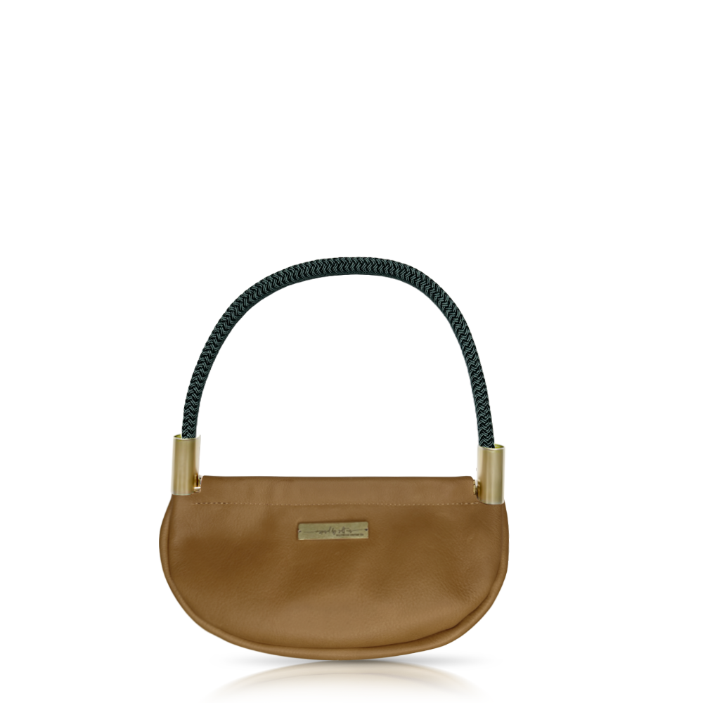 Clam Shell #Rope Color_Pine Green#Rope Handle Length_Wrist (19")#Add Ons_Handbag Only
