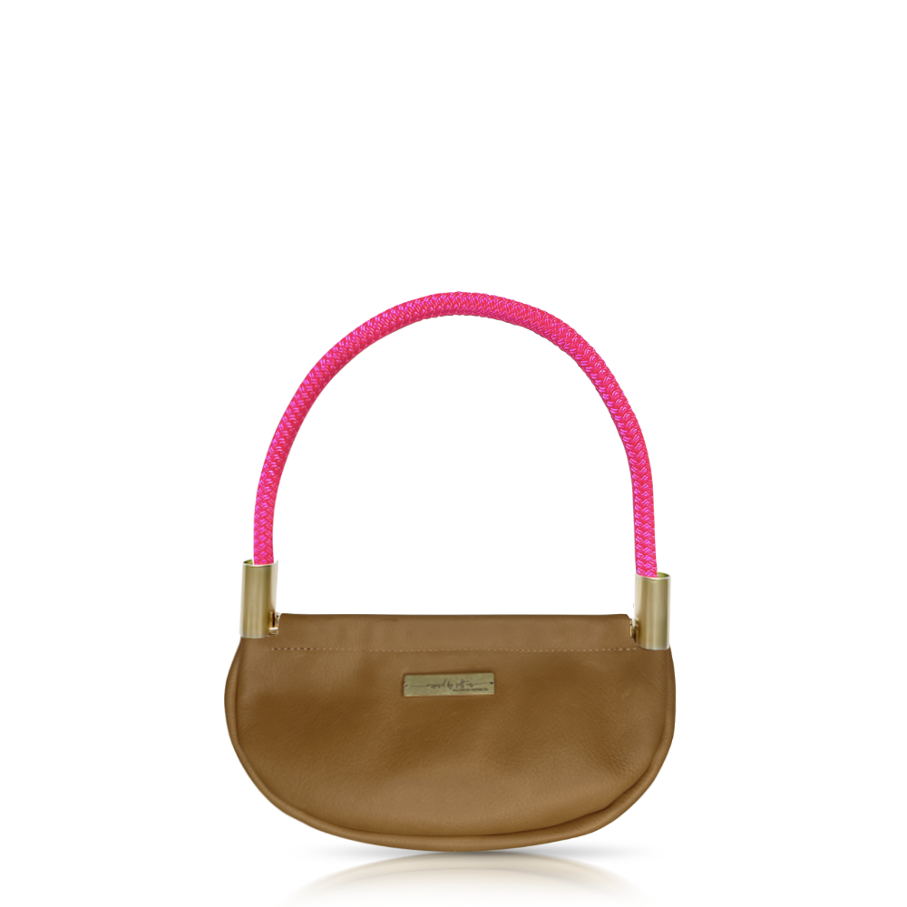 Clam Shell #Rope Color_Neon Pink#Rope Handle Length_Wrist (19")#Add Ons_Handbag Only