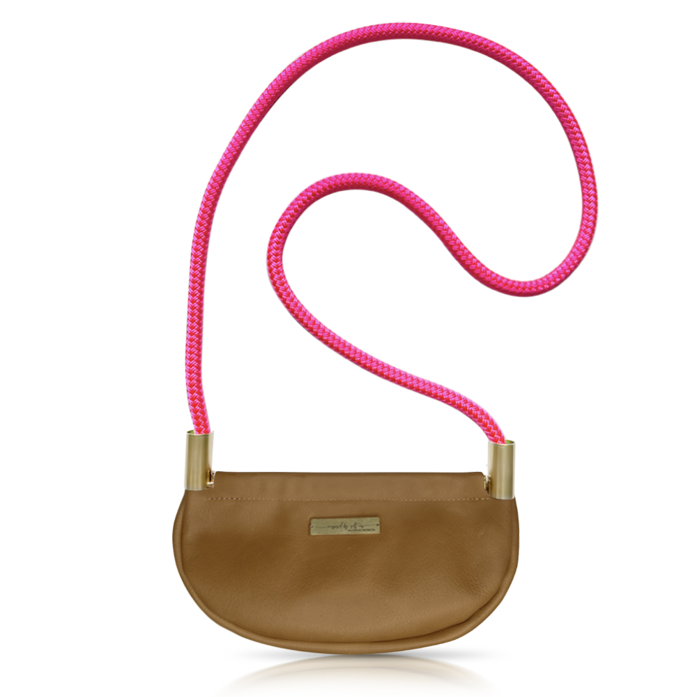 Clam Shell #Rope Color_Neon Pink#Rope Handle Length_Crossbody (50")#Add Ons_Handbag Only