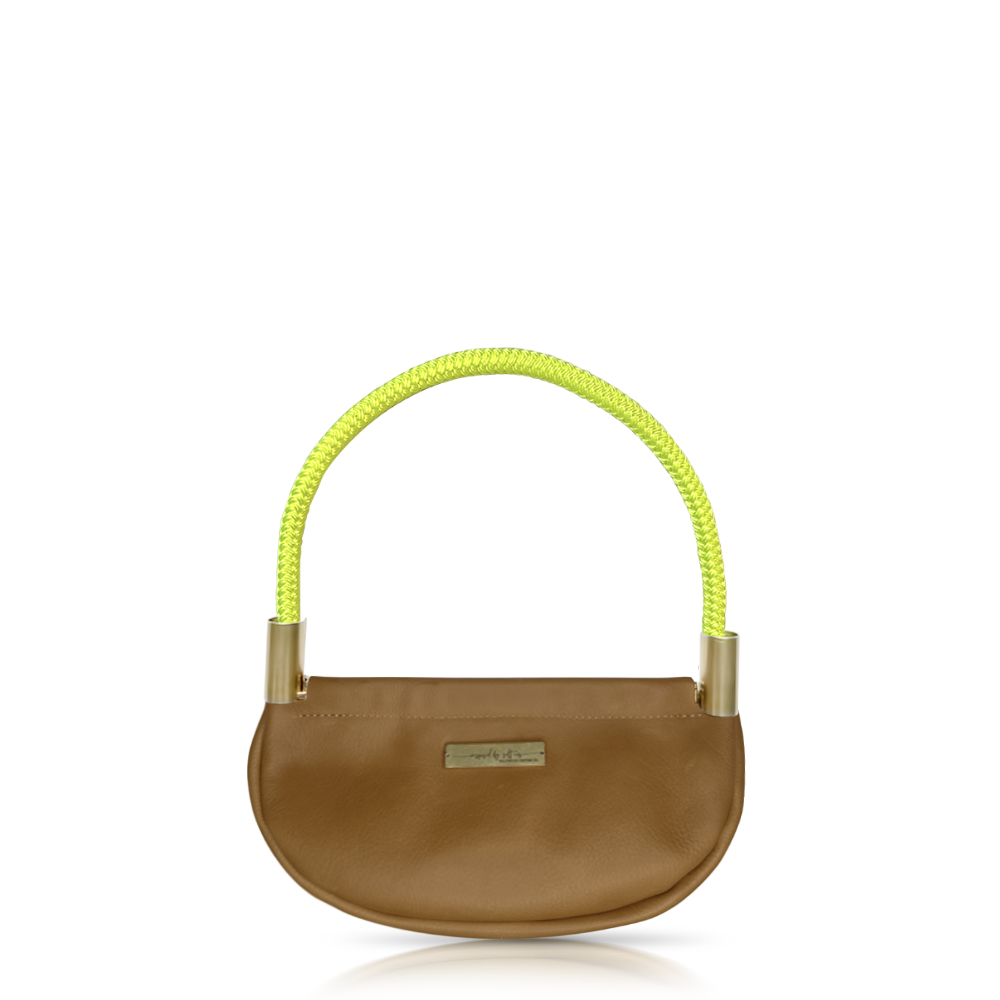 Clam Shell #Rope Color_Neon Yellow#Rope Handle Length_Wrist (19")#Add Ons_Handbag Only