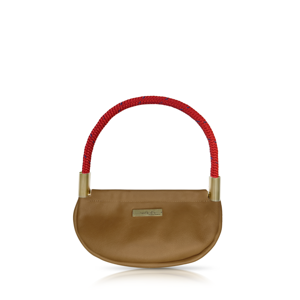 Clam Shell #Rope Color_Winterberry Red#Rope Handle Length_Wrist (19")#Add Ons_Handbag Only