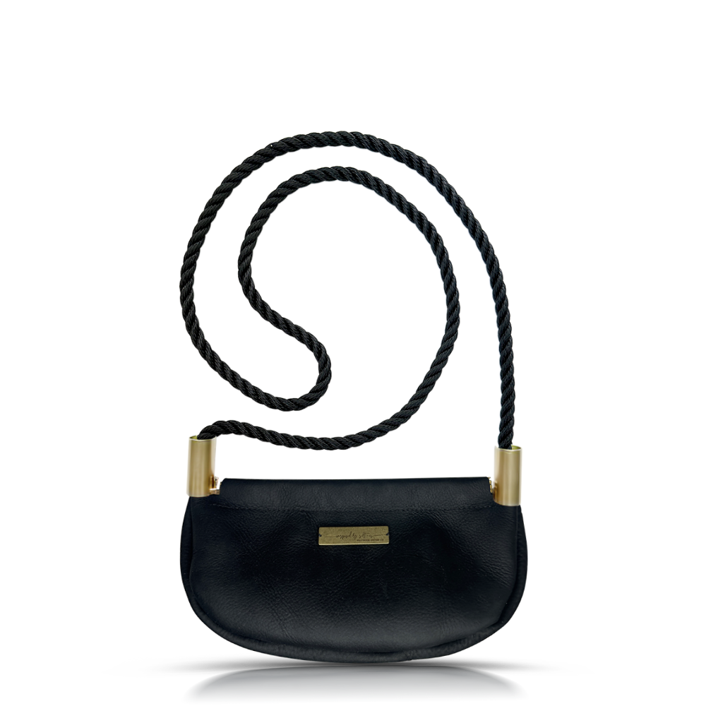 Clam Shell #Rope Color_Summer Night Black#Rope Handle Length_Crossbody (50")#Add Ons_Handbag Only