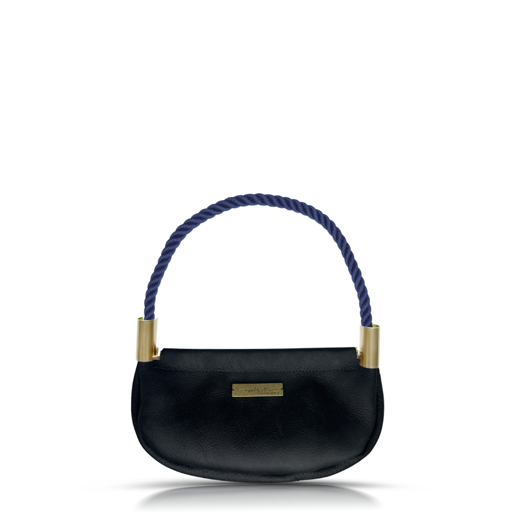 Clam Shell #Rope Color_New England Navy#Rope Handle Length_Wrist (19")#Add Ons_Handbag Only