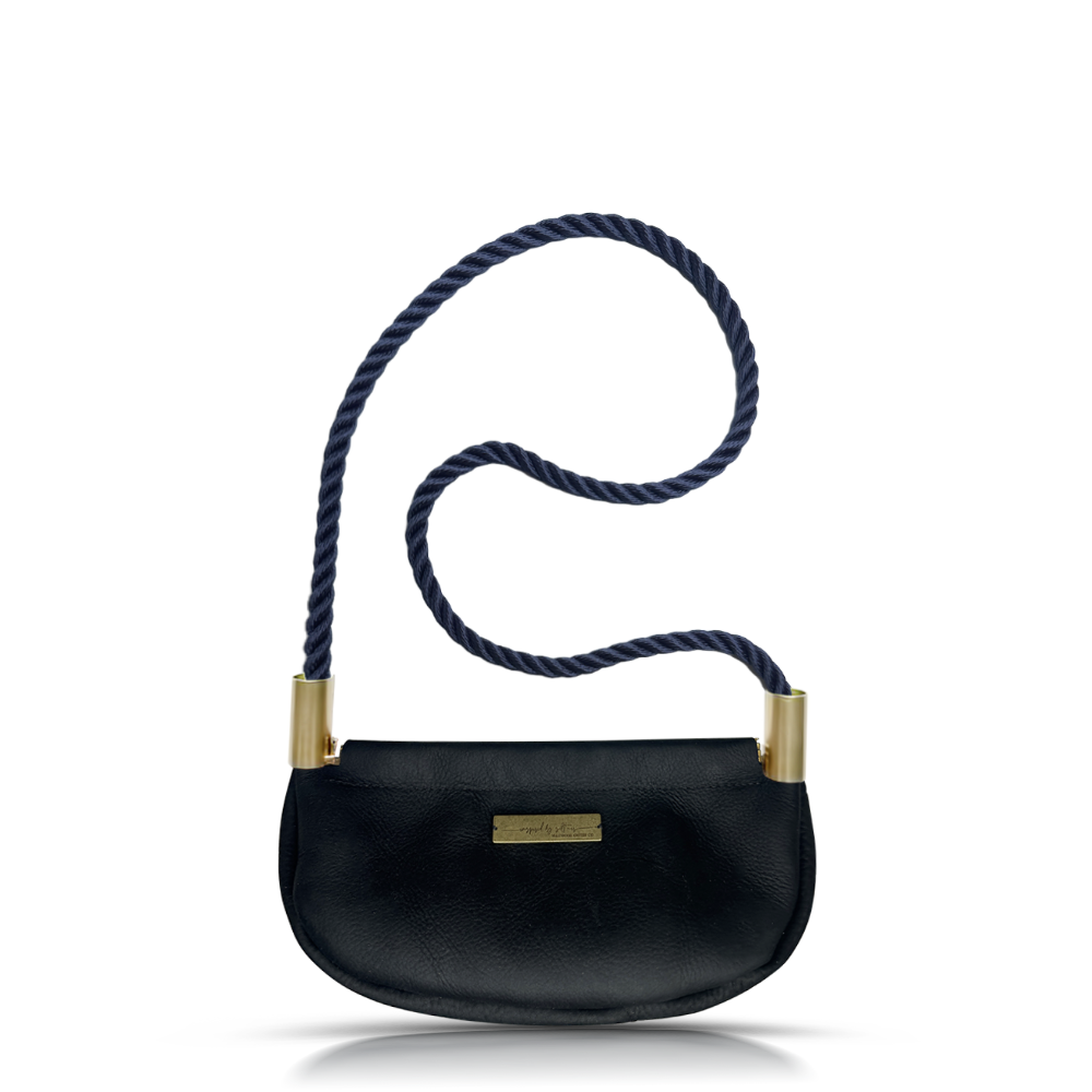 Clam Shell #Rope Color_New England Navy#Rope Handle Length_Shoulder (35")#Add Ons_Handbag Only