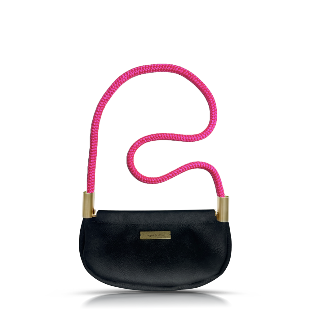 Clam Shell #Rope Color_Neon Pink#Rope Handle Length_Shoulder (35")#Add Ons_Handbag Only