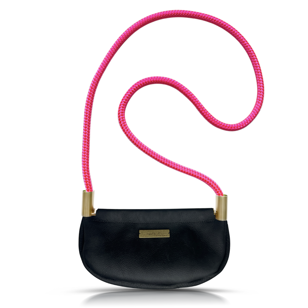 Clam Shell #Rope Color_Neon Pink#Rope Handle Length_Crossbody (50")#Add Ons_Handbag Only