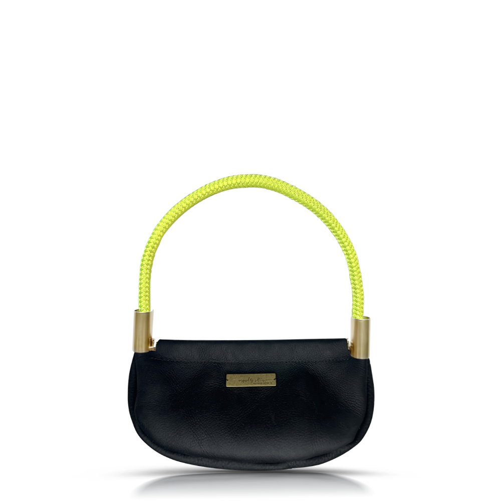 Clam Shell #Rope Color_Neon Yellow#Rope Handle Length_Wrist (19")#Add Ons_Handbag Only