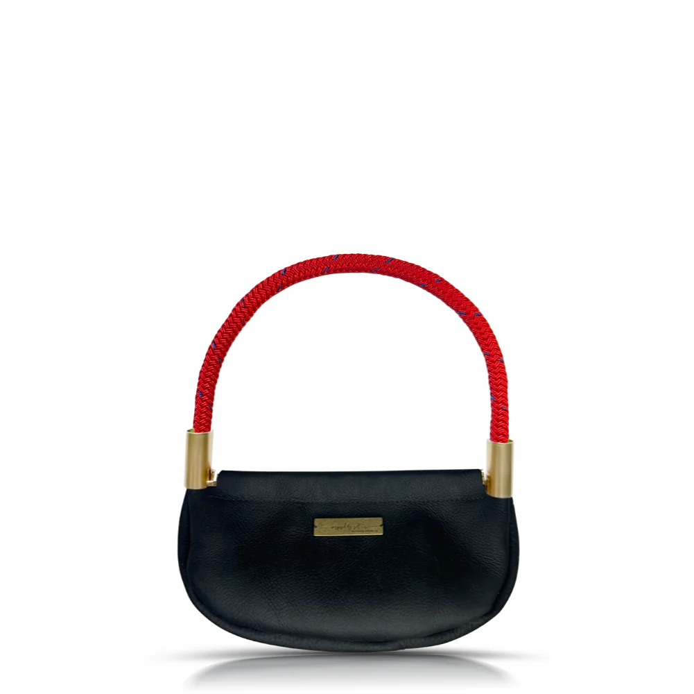 Clam Shell #Rope Color_Winterberry Red#Rope Handle Length_Wrist (19")#Add Ons_Handbag Only