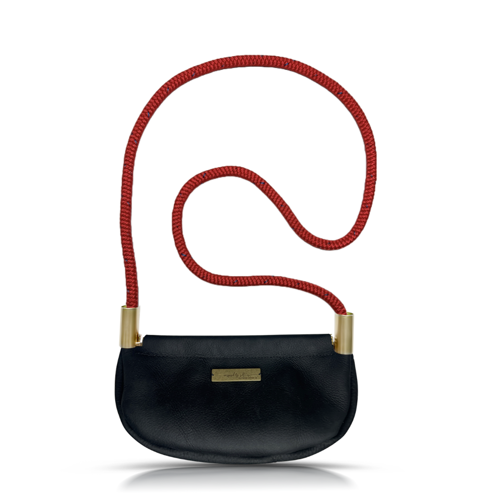 Clam Shell #Rope Color_Winterberry Red#Rope Handle Length_Crossbody (50")#Add Ons_Handbag Only