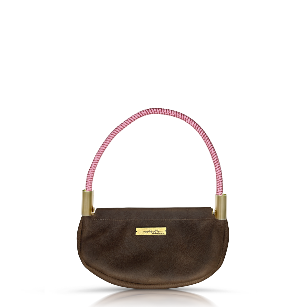 Clam Shell #Rope Color_Pink Beach Rose#Rope Handle Length_Wrist (19")#Add Ons_Handbag Only