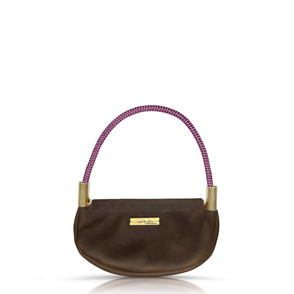 Clam Shell #Rope Color_Purple Beach Rose#Rope Handle Length_Wrist (19")#Add Ons_Handbag Only