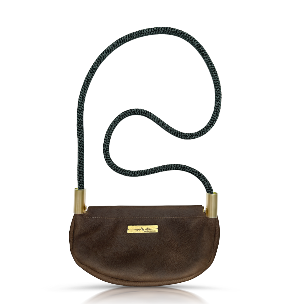 Clam Shell #Rope Color_Pine Green#Rope Handle Length_Crossbody (50")#Add Ons_Handbag Only