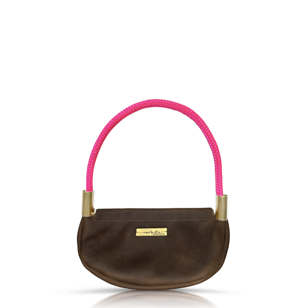 Clam Shell #Rope Color_Neon Pink#Rope Handle Length_Wrist (19")#Add Ons_Handbag Only