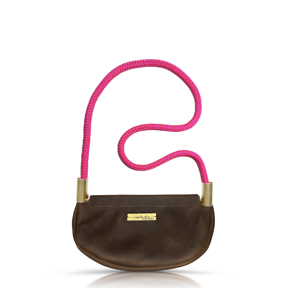 Clam Shell #Rope Color_Neon Pink#Rope Handle Length_Shoulder (35")#Add Ons_Handbag Only