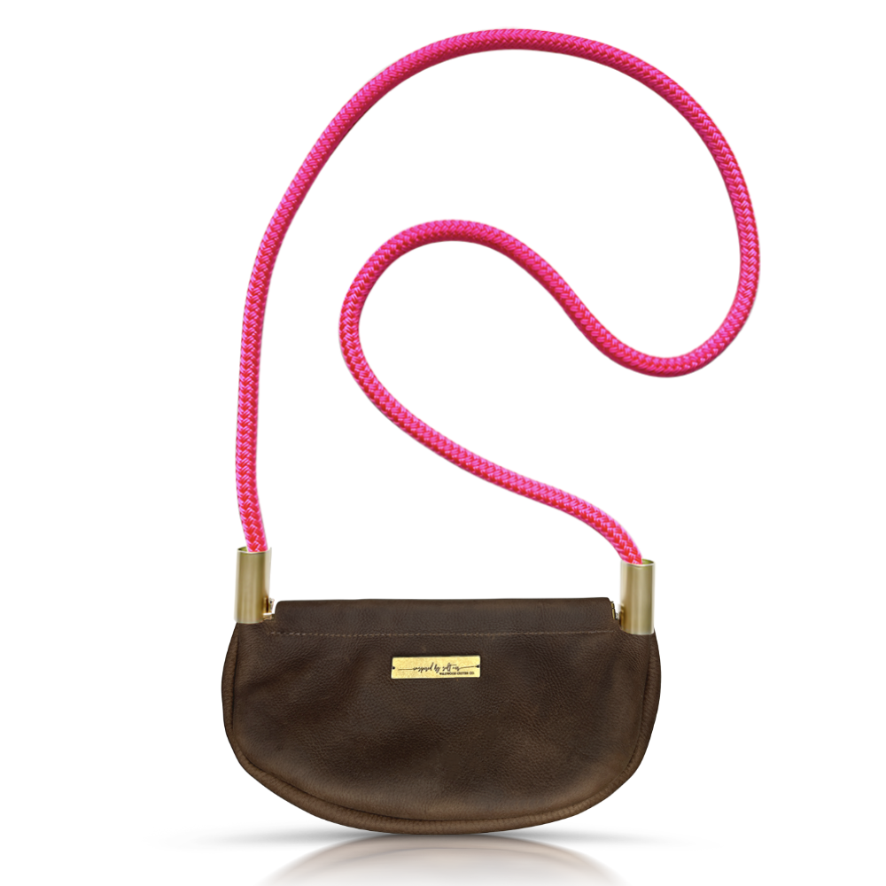 Clam Shell #Rope Color_Neon Pink#Rope Handle Length_Crossbody (50")#Add Ons_Handbag Only