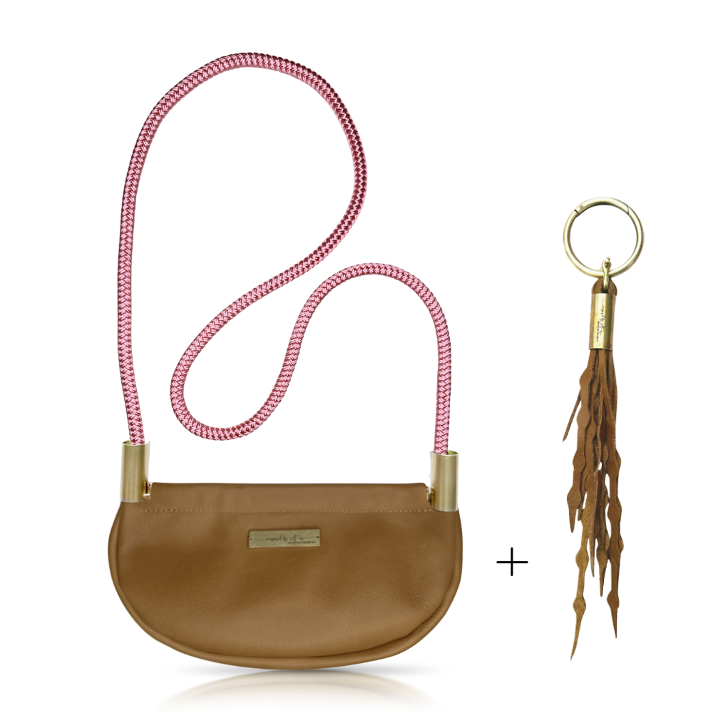 Clam Shell #Rope Color_Pink Beach Rose#Rope Handle Length_Crossbody (50")#Add Ons_Add a Matching Seaweed Tassel (save $10)