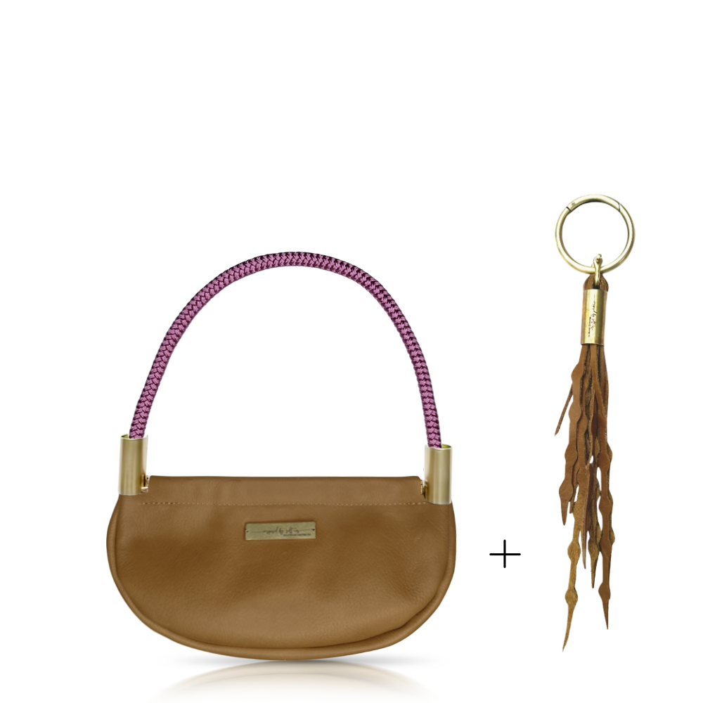 Clam Shell #Rope Color_Purple Beach Rose#Rope Handle Length_Wrist (19")#Add Ons_Add a Matching Seaweed Tassel (save $10)