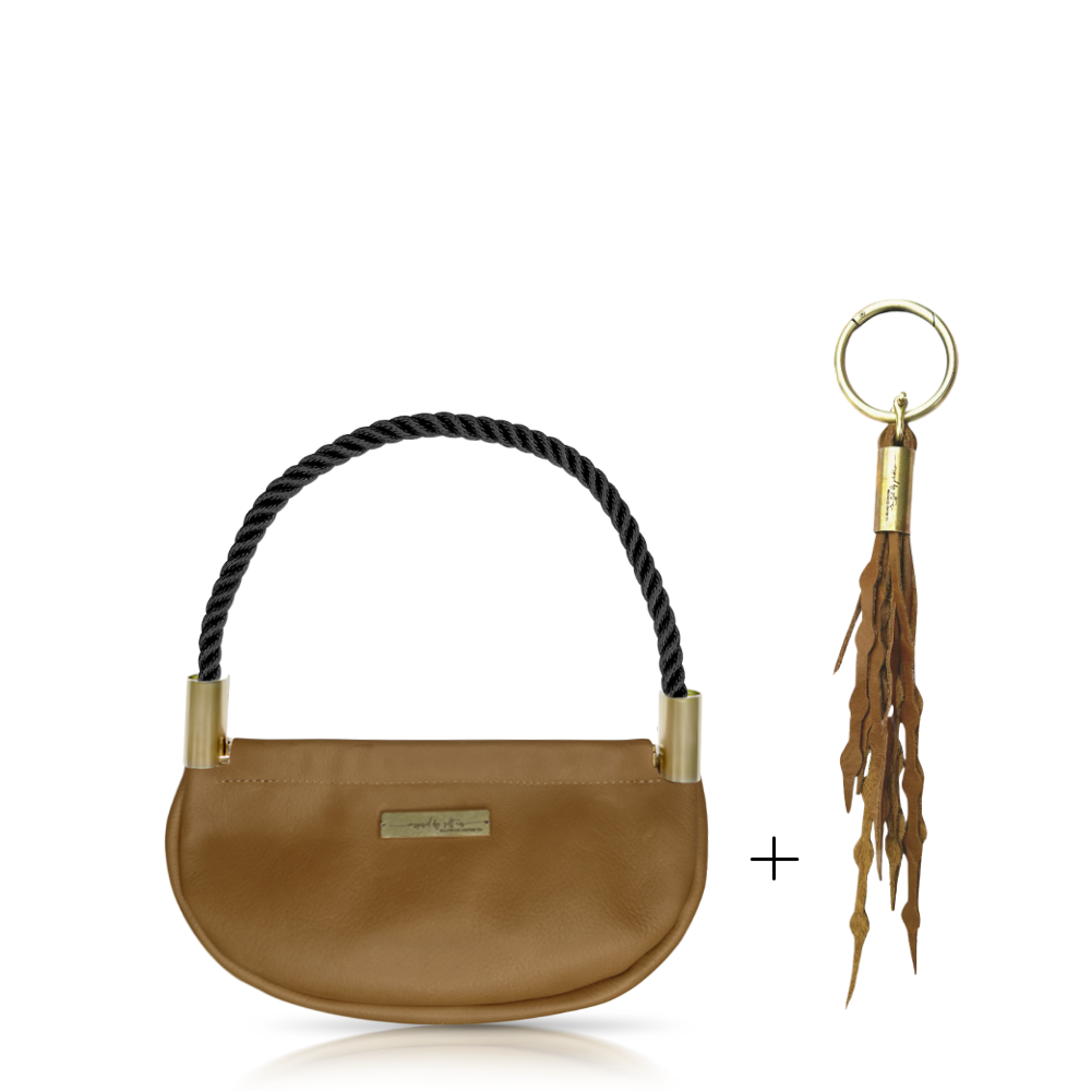 Clam Shell #Rope Color_Summer Night Black#Rope Handle Length_Wrist (19")#Add Ons_Add a Matching Seaweed Tassel (save $10)