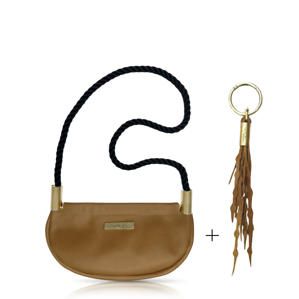 Clam Shell #Rope Color_Summer Night Black#Rope Handle Length_Shoulder (35")#Add Ons_Add a Matching Seaweed Tassel (save $10)