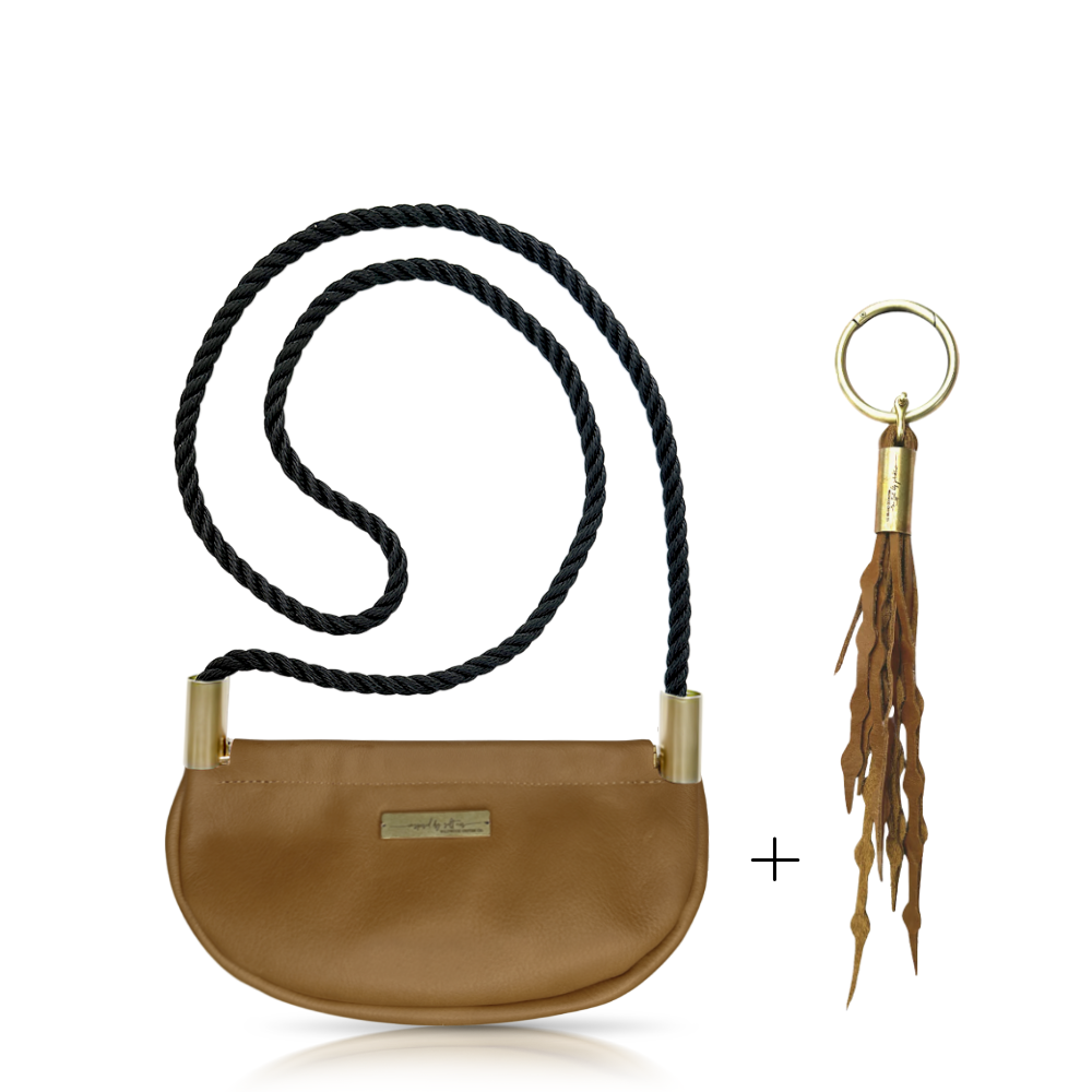 Clam Shell #Rope Color_Summer Night Black#Rope Handle Length_Crossbody (50")#Add Ons_Add a Matching Seaweed Tassel (save $10)